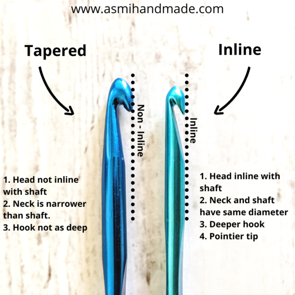 Inline hooks vs. Tapered hooks Asmi Handmade