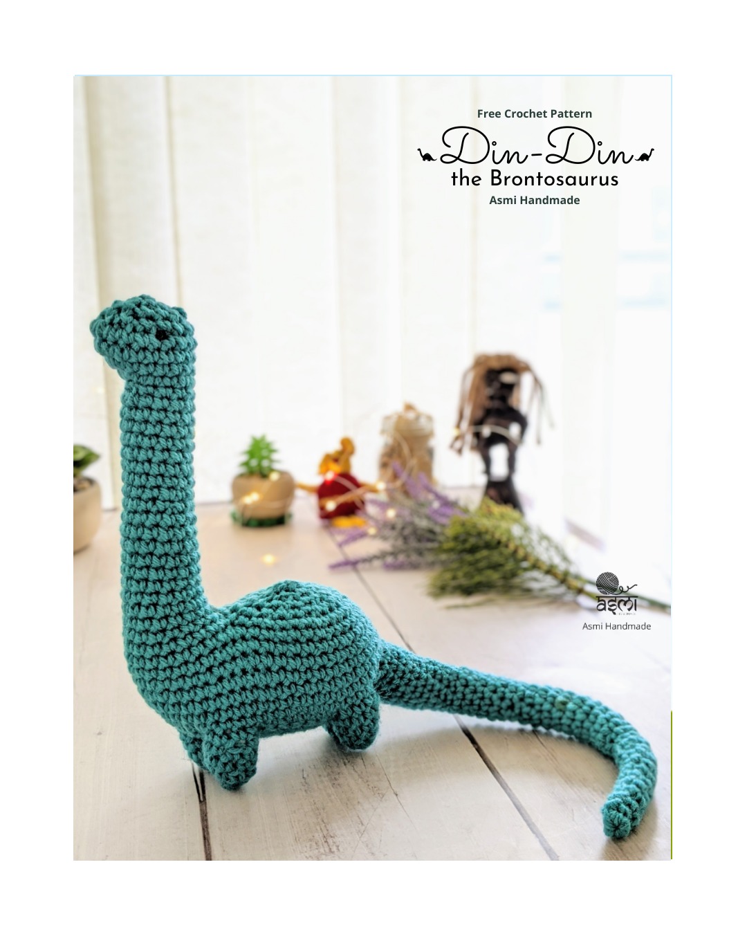 Amigurumi brontosaurus dinosaur free crochet pattern Asmi Handmade